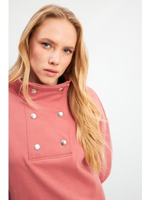 Sera Dik Yaka Sweatshirt - Gülkurusu