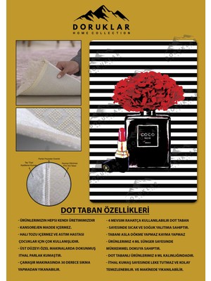 Doruklar Home Collection Kaymaz Taban Yıkanabilir Dijital Baskı Dekoratif Modern Desenli Lu x  Serisi Dot Taban Halı L07