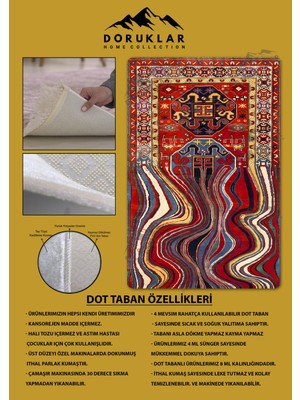 Doruklar Home Collection Kaymaz Taban Yıkanabilir Dijital Baskı Dekoratif Modern Desenli Lu x  Serisi Dot Taban Halı L01