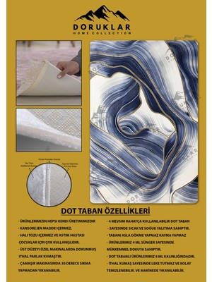 Doruklar Home Collection Kaymaz Taban Yıkanabilir Dijital Baskı Dekoratif Modern Desenli Lu x  Serisi Dot Taban Halı L02