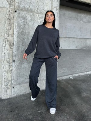 Modal Kumaş Kristal Taş Detaylı Ikili Takım