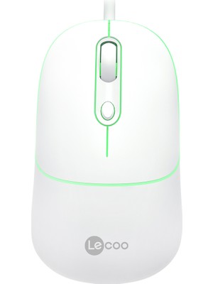 Lecoo MS110 USB Kablolu 2400DPI 4 Tuşlu RGB Sessiz Click PC, Mac, Dizüstü Bilgisayar ile Uyumlu Optik Mouse Beyaz