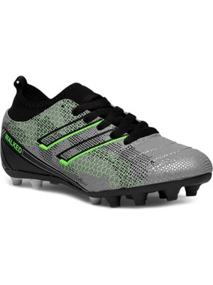 Walked 107-25 Çocuk Halı Saha Çivili Krampon Gümüş Siyah 31-35