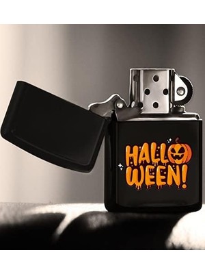 Mcreative Gift Halloween Tasarımlı Renkli Baskılı Siyah Benzinli Metal Çakmak