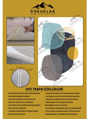 Doruklar Home Collection Kaymaz Taban Yıkanabilir Dijital Baskı Dekoratif Modern Desenli Dot Taban Halı Nova Serisi NV124