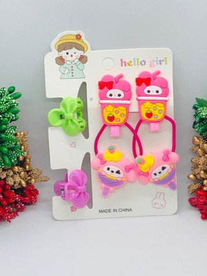 İnderin Sanrıo 6'lı Saç Toka Seti Kuromi - Hello Kitty Bebek ve Çocuk Saç Tokası Aksesuarı
