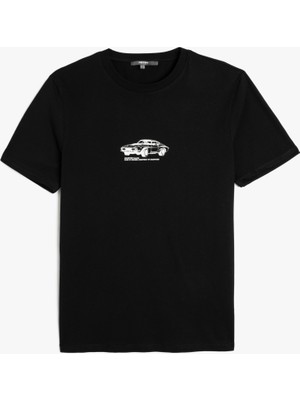 Koton Bisiklet Yaka Kısa Kollu Pamuklu Baskılı Slim Fit Tişört