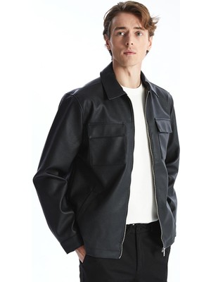 Lcw Vision Siyah Gömlek Yaka Cepli Erkek Ince Mont