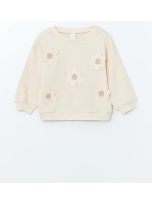 Lcw Kids Bisiklet Yaka Çiçekli Kız Bebek Sweatshirt
