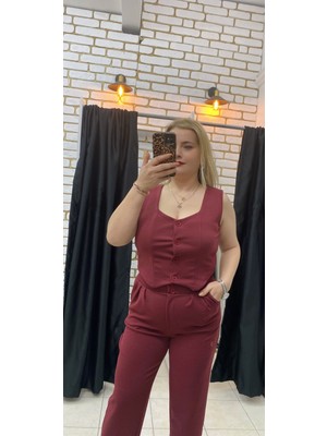 Tuba Toptaş Esnek Krep Kumaş Yelek