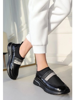 Kazax Velte Siyah Streç Spor Ayakkabı