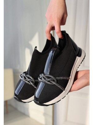 Kazax Jelti Siyah Streç Spor Ayakkabı