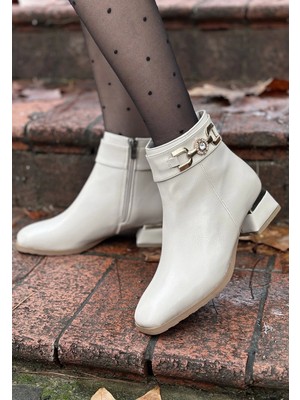 Kazax Terci Bej Cilt Topuklu Bot