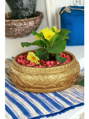 El Yapımı Saksı Altın Premium Kalite Dekoratif Saksı Model 5