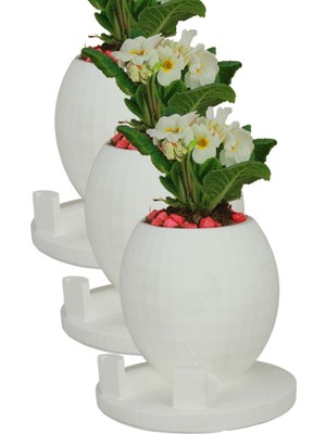 El Yapımı Saksı Seti Gümüş Eskitme Premium Kalite 3 Adet Dekoratif Saksı Model 1