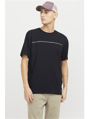 Jack & Jones Jcofusıon Full Brandıng Tee Ss Crew Noos Siyah Erkek T-Shirt 12273120