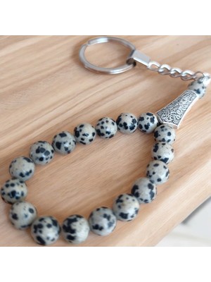 Mga Doğaltaş Bıldırcın Taşı Tesbih Anahtarlık - Doğal Taş Anahtarlık - Tesbih Anahtarlık Sertifikalı Doğal Taş Tesbih