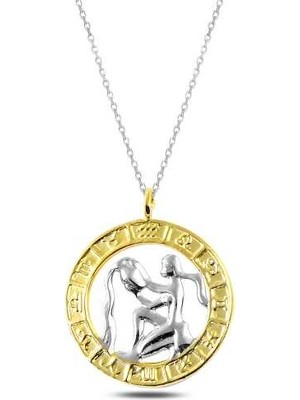 HS Demirci 925 Ayar Gümüş Gold Kova Burcu Gümüş Kolye