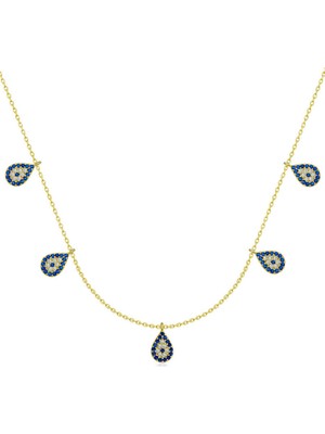 Kenpazar Gümüş Gold Nazarlı Şans Kadın Kolye