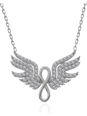 HS Demirci 925 Ayar Gümüş Melek Kanadı Sonsuzluk Kadın Kolye