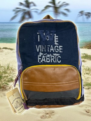 Old Cotton Cargo Old Cotton  Tek Bölmeli Vintage Disayn Günlük Sırt Gezi Çantası Patchwork Komor 29X42CM