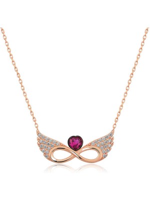 HS Demirci 925 Ayar  Gümüş Kanatlı Sonsuz Kalp Kadın Gümüş Kolye