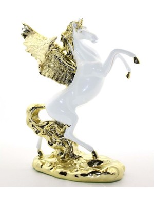 Kenpazar Polyester Şahlanan Kanatlı At Figürü Biblo