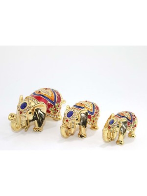 Kenpazar Taşlı 3'lü Fil Figürü Biblo