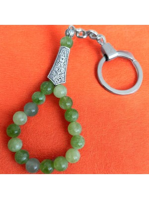 Mga Doğaltaş Zeytin Taşı Tesbih Anahtarlık - Doğal Taş Anahtarlık - Tesbih Anahtarlık Sertifikalı Doğal Taş Tesbih