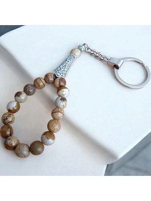 Oduın Jasper Taşı Tesbih Anahtarlık - Doğal Taş Anahtarlık - Tesbih Anahtarlık Sertifikalı Doğal Taş Tesbih