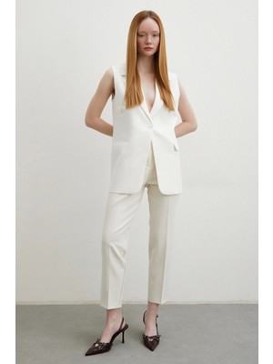 Skinny Kumaş Pantolon Ekru