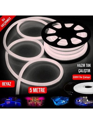 Neon Hortum LED Beyaz Su Geçirmez 220V 5mt Tak Kullan