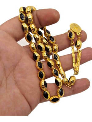 Han Ticarethane Siyah Mineli Altın Benzetme Metal Tesbih