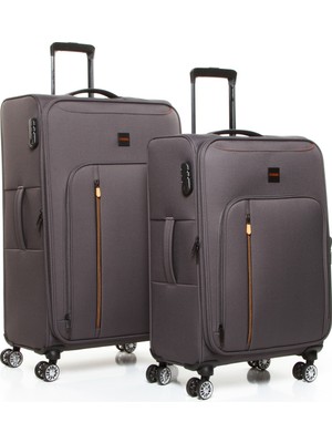 Fossil 032  2'li Büyük+Orta Ultra Light Hafif Lüx Kumaş Tekerlekli Valiz