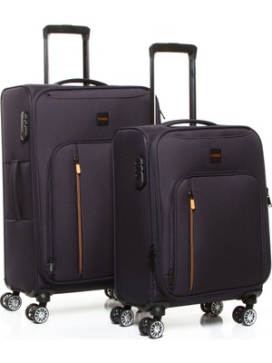 Fossil 032 2'li Orta+Küçük (Kabin) Ultra Light Hafif Lüx Kumaş Tekerlekli Valiz