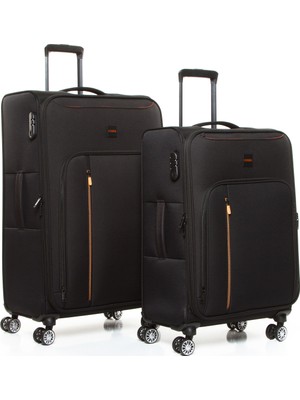 Fossil 032  2'li Büyük+Orta Ultra Light Hafif Lüx Kumaş Tekerlekli Valiz