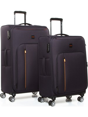 Fossil 032  2'li Büyük+Orta Ultra Light Hafif Lüx Kumaş Tekerlekli Valiz