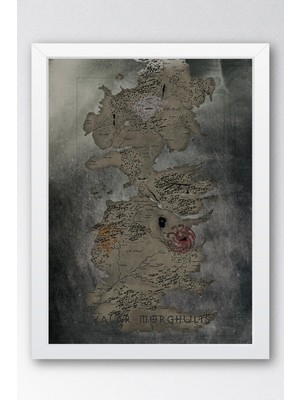 Game Of Thrones Haritası Çerçeveli Tablo - Taht Oyunları Dizi Posteri Tablo