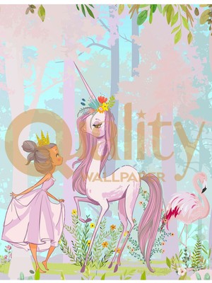 Quality Unicorn ve Peri Çocuk Odası Poster Duvar Kağıdı