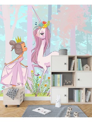 Quality Unicorn ve Peri Çocuk Odası Poster Duvar Kağıdı