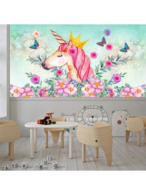 Quality Unicorn ve Kelebekler Çocuk Odası Poster Duvar Kağıdı