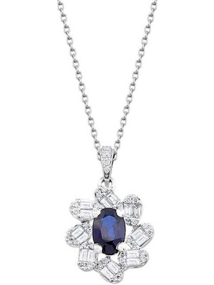 1.48 Karat Pırlanta Safir Kolye