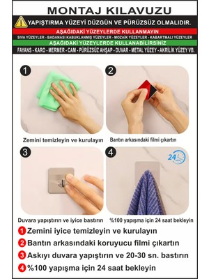 Cgs Home 4 Kancalı Kendinden Yapışkanlı Paslanmaz Banyo Askısı / Bornoz Askısı / Havlu Askısı