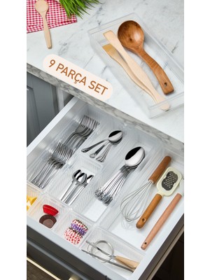 Bade 9 Parça Çekmece Içi Kaşıklık Düzenleyici Organizer - Çatal Bıçak Kutusu