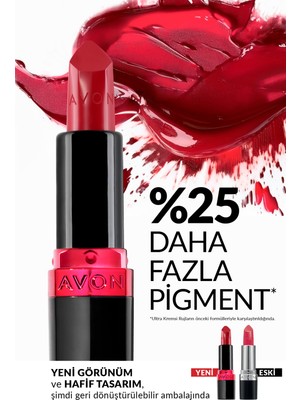 Avon Ultra Kremsi Ruj - Red Supreme Stick Ruj  Nemlendirici Etki ile Renkli Dudaklar İçin