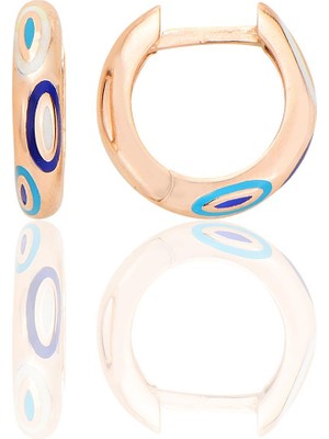 Gümüş Rose Nazar Mineli Fortuna Halka Küpe SGTL12704ROSE