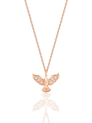 Söğütlü Silver Gümüş Rose Zirkon Taşlı Anka Kuşu Kolye SGTL12680ROSE