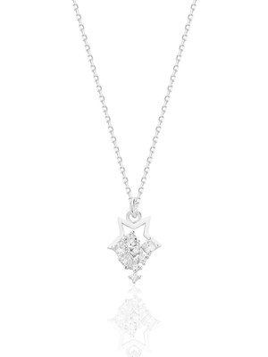 Söğütlü Silver Gümüş Rodyumlu Zirkon Taşlı Yıldız Yağmuru Kolye 925 Ayar Özel Tasarım Kadınlar İçin