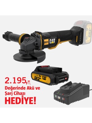 Cat DX31B 18VOLT 115MM Kömürsüz Profesyonel Avuç Taşlama (Akü ve Şarj Cihazı Dahildir.)