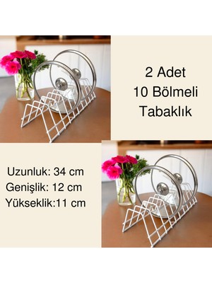 2'li Tabaklık Rafı- Tencere Kapak Düzenleyici-Tabak Kurutmalık -10 Bölmeli Stand